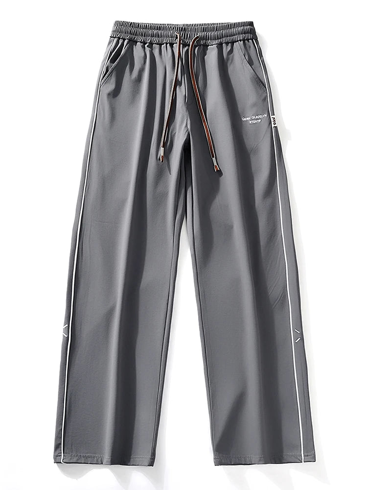 Threebooy Summer Men's Sweatpants Light and Thin Ice Silk Cool Pants Big Size 8XL 7XL 6XL Sportswear Loose Fit Straight Track Trousers