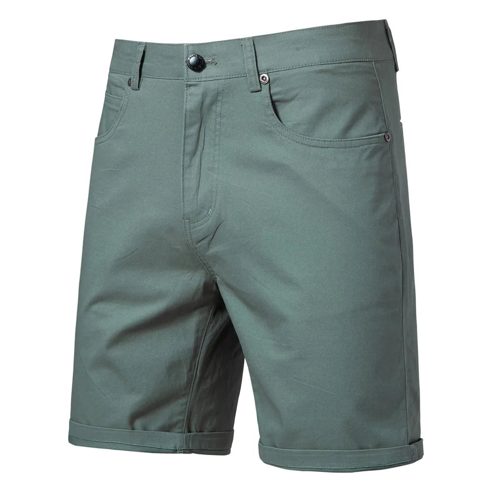Threebooy Men's Summer Slim-fit British Shorts Light Luxury Stylish Popular Clothes Leisure Cargos Streetwear Button-down Half-pants 30-38