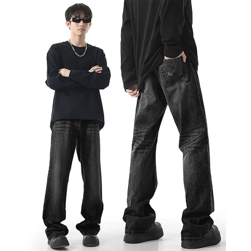 Threebooy  Mens Straight Leg Washed Classic Vintage Denim Jeans Comfort Fit Casual Fashion High Quality Durable Trendy Timeless Trousers