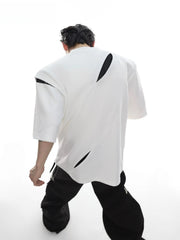 Threebooy Korean Niche Deconstruction Segmented Shoulder Pad Short Sleeve Splicing Design T-shirt High-end Trendy Half-sleeved Men Women