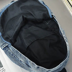 Threebooy  Denim Casual Versatile Large Capacity Backpack College Student Bags Retro Japanese Backpack