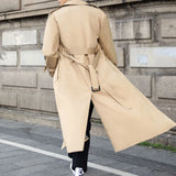 Threebooy Mens Long Casual Coat Genderless 2024 New Autumn Winter Fashion British Style Temperament Slim Retro Solid Color Jacket Unisex