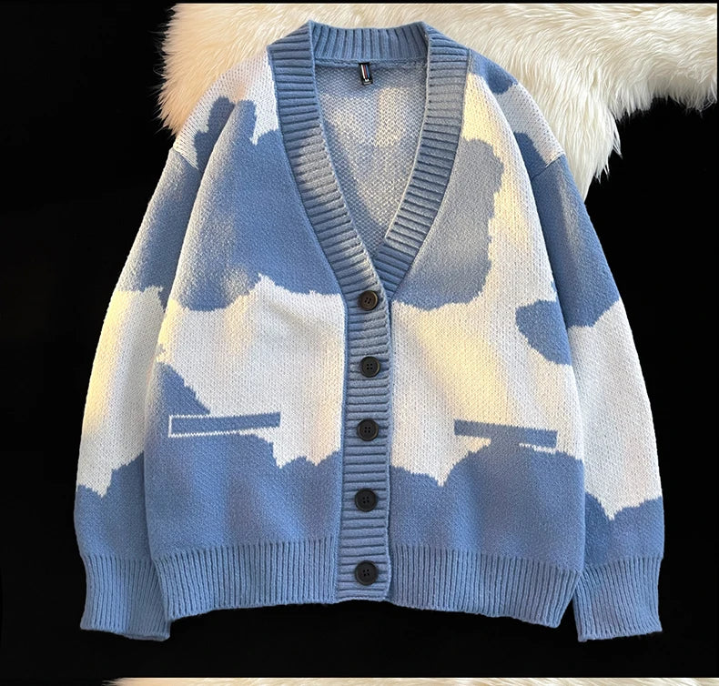 Threebooy Open Front Button V Neck Long Sleeve Sweater Women Basic Shirt Men Warm Soft Coat Autumn Winter Tops Casual Knit Jacket Cardigan
