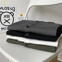 Threebooy New Men Luxury Korean Style Shirts Casual Long Sleeve Drapped Solid Color Button-down Cardigan Fashion Japanese Blouse 2025 New