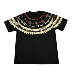 Threebooy  Korean Style Fashion Printed Spring Summer Niche Short-sleeved T-shirt Black Loose Men Round Neck Light Luxury Short-sleeved