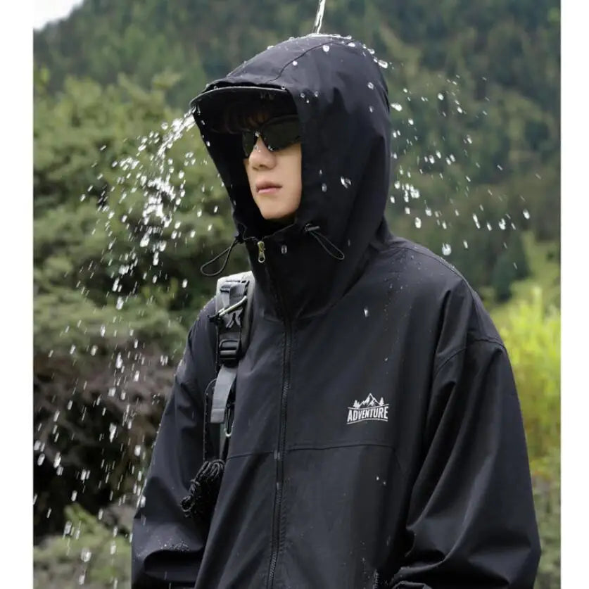 Threebooy New Spring Autumn Men's Jacket Lightweight Waterproof Single-layer Outdoor Windproof Travel Camping Coat Top Brand Clothing 3XL