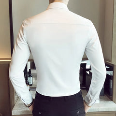 Threebooy  Men's Regular Fit Long Sleeve Shirt Button White Dress Shirts Work Blouse