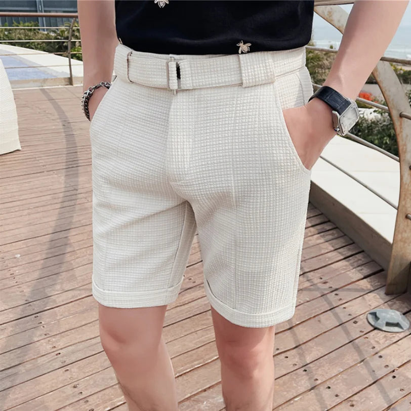 Threebooy New Summer  Solid Shorts Men High Quality Casual Business Social Elastic Waist Men Shorts 2 Colors Beach Shorts 29-36