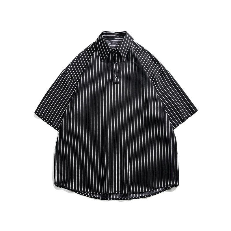 Threebooy Told Tale Male Simple Stripe Polo Shirt Men Clothing Loose Casual Men's Shirts Summer Male Short Sleeve Shirts Pullover