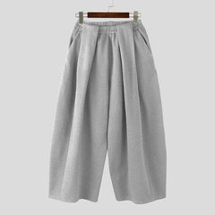 Threebooy  Men Pants Solid Color Joggers Baggy Casual Trousers Men Streetwear Pleated  Fashion Leisure Wide Leg Pants Men S-5XL