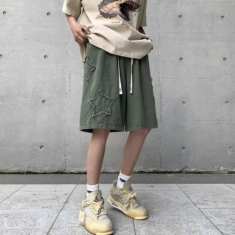 Threebooy  Summer Shorts Men Loose spodenki meskie Vintage Denim Basic SimpleHot Sale High Waist Leisure Ulzzang Streetwear Short