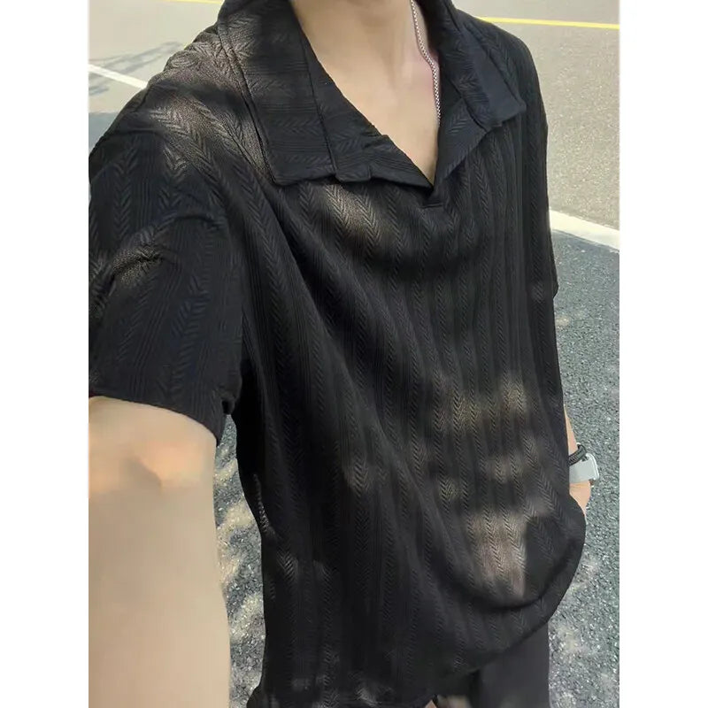 Threebooy Mens Soft Comfortable Polo Shirt Collared Knit Summer Solid Classic Simple Casual Short Sleeve Breathable Fabric Plain T Shirt
