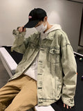 Threebooy Denim Jacket Male Handsome Hong Kong Style Loose Couple Jeans Coat Spring Summer Korean Trend Streetwear Bomber Jacket