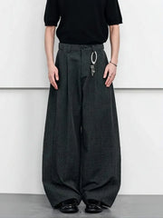 Threebooy  Y2k Vintage Plaid Wide Leg Pants Men Loose Streetwear Baggy Curved Pants Work wear Business Suit Trousers