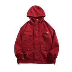 Threebooy Japanese Cityboy Work Jacket Men's Spring Autumn Multi-pocket Mountaineering Suit High-end Casual Hooded Jacket Chic