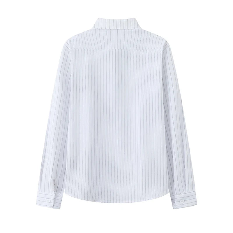 Threebooy  New Naples Business Men Shirts Light Luxury Textured Lapel Striped Long Sleeve Cardigan Leisure Premium Commuter Blouse S-4XL