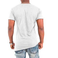 Threebooy  Men's Summer Fashion Irregular T-Shirt Short Sleeve Solid Hip Hop Pull On Tshirt Male Streetwear Henry Collar Casual Tops Tees
