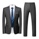 Threebooy (Jacket+Pants) Boutique Fashion Men Solid Color Casual Business High-end Social Formal 2-piece Set Groom Wedding Plus Size S-6XL