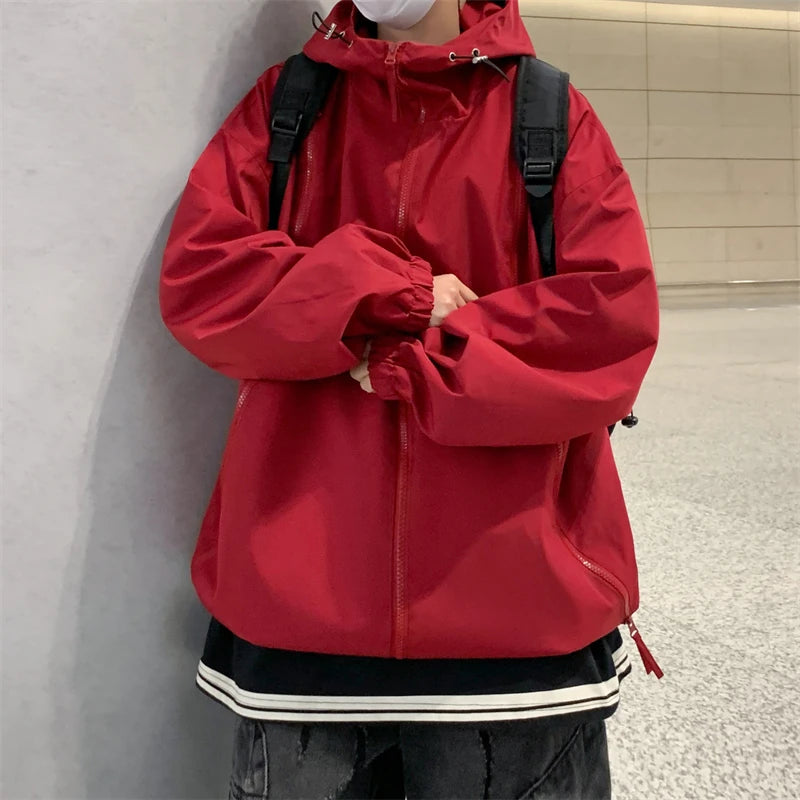 Threebooy Man Hoodie Loose Fitting Men's Clothing Men Spring Jackets Men's Korean Style Clothes Outerwear Popular Hooded Coats Models