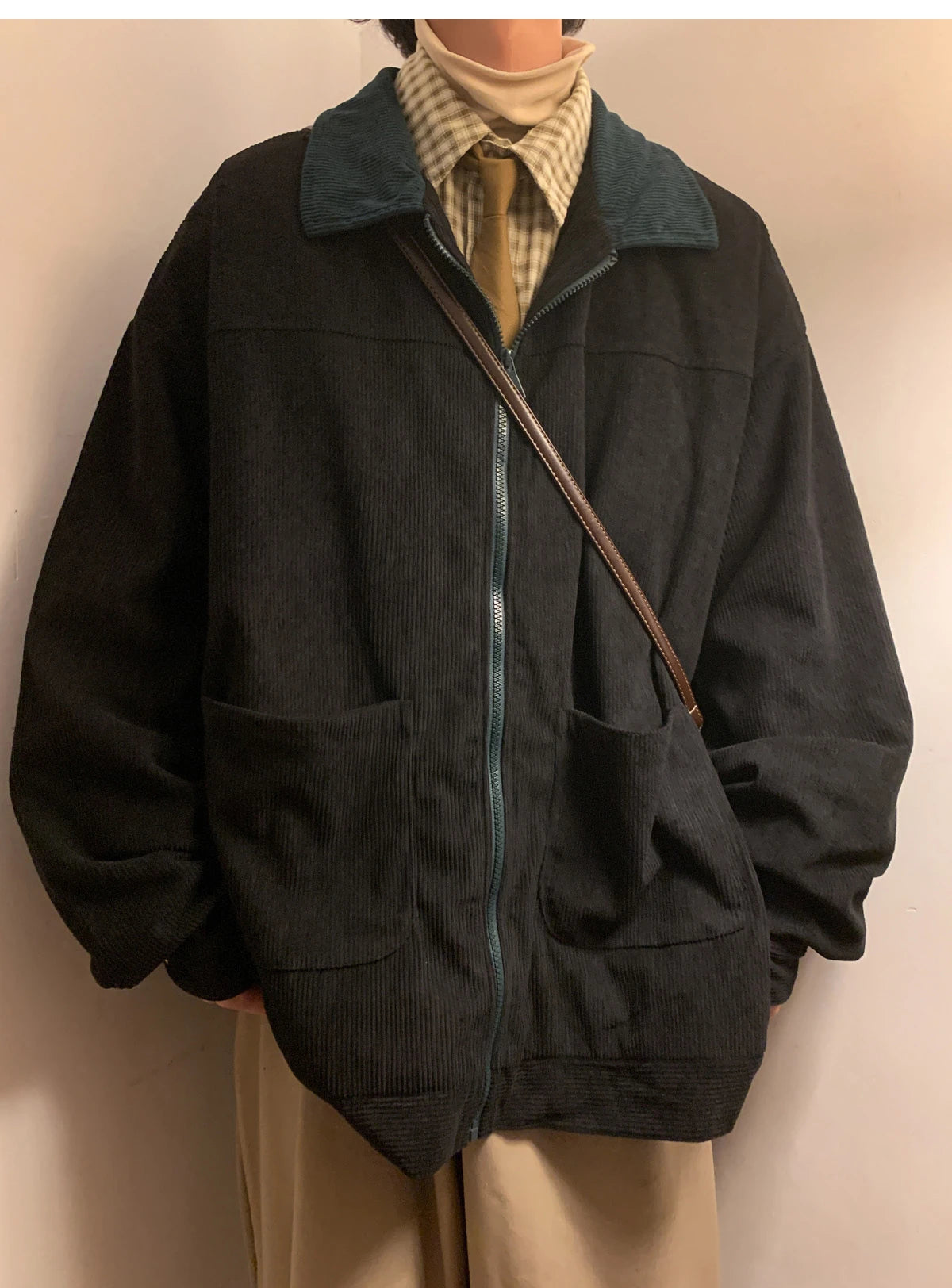 Threebooy American Style Vintage 2025 Men Bomber Jacket Windbreakers Zipper Coats Autumn Loose Cargo Outwear