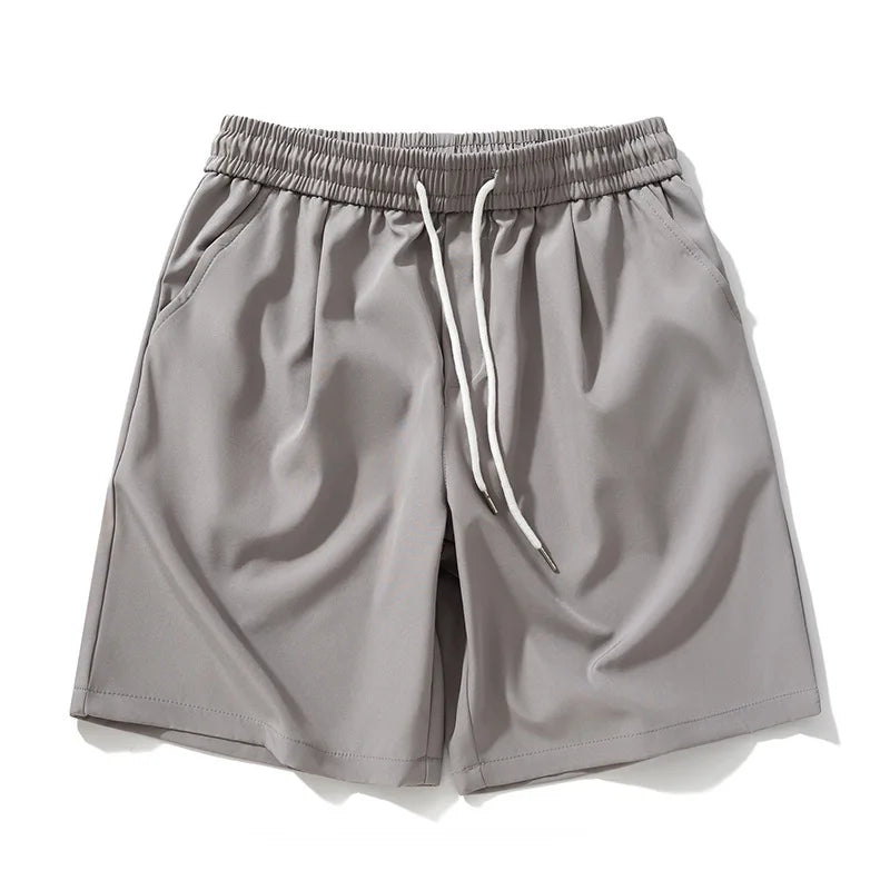 Threebooy  Men's Solid Color Casual Shorts Elastic Waist Loose Streetwear Breathable Summer New Daily Fashion Sportswear