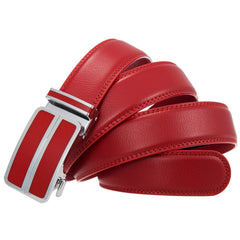 Threebooy  Red Belt Men Luxury Brand Men's Automatic Buckle Ratchet Belt