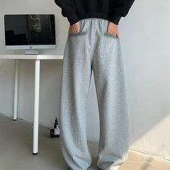 Threebooy  New Men's Tie-dye Fleece Casual Pants Side Striped Wide Leg Straight Sweatpants Neutral High-quality Long Baggy Trousers Sport