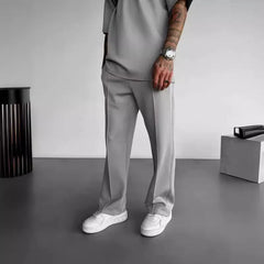 Threebooy  New European and American Men's Four-season Loose Straight-leg Sports Casual Trousers Hit Suit Pants