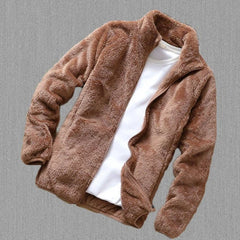 Threebooy  Double-sided Velvet Jacket Men Autumn Winter Short Plus Velvet Warm Long-sleeved Polar Fleece Top