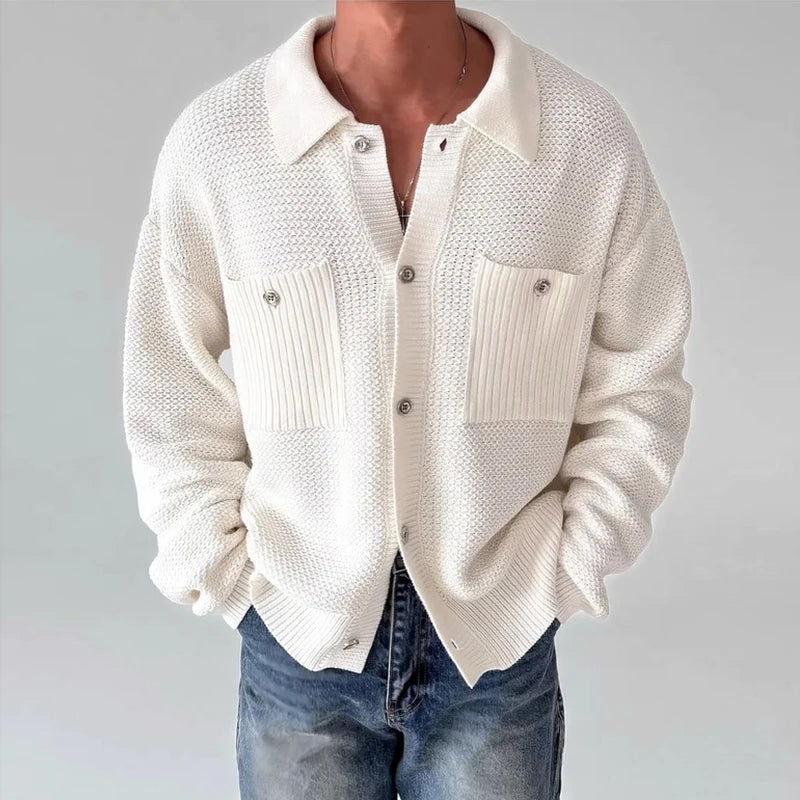 Threebooy  New Japanese Fashion Men Cardigan Jackets Light Luxury Knitted Button-down Long Sleeve Sweater Coat Premium Solid Color Knitwear