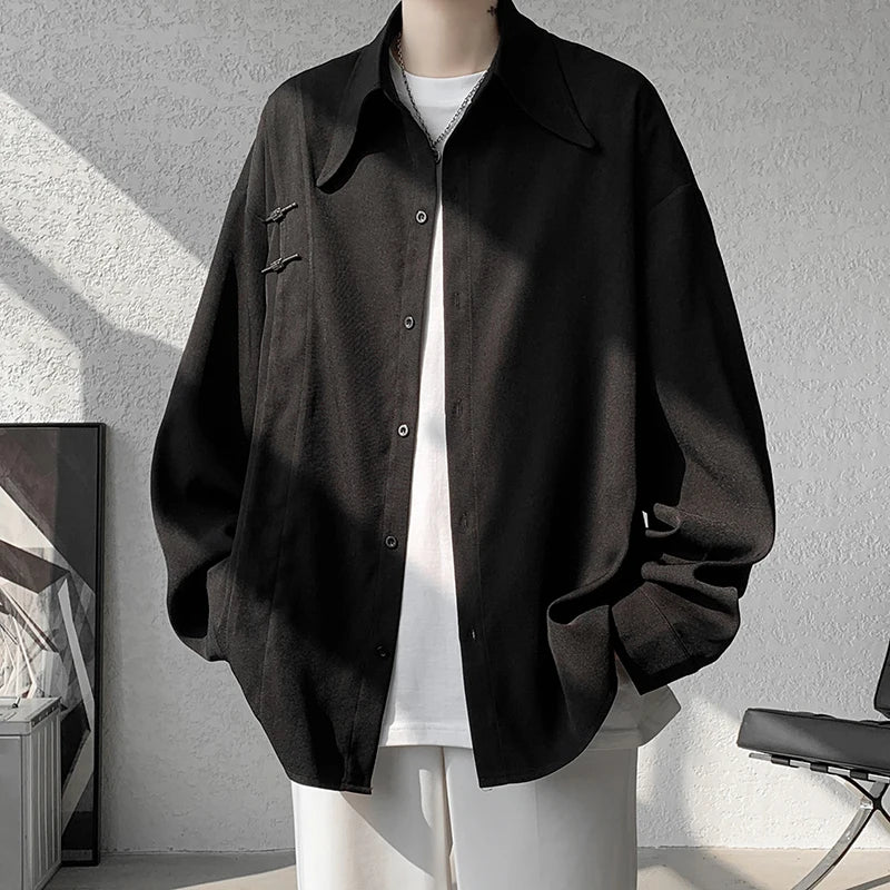 Threebooy Spring Summer High Quality Solid Long Sleeve Shirts Man 2024 Casual Oversize Blouse Male Fashion Simple Clothing Plus Size 5XL-M