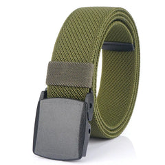 Threebooy  95cm-120cm Metal-free Elastic Belts for Men Women Hard Plastic Buckle Stretch Belt Male Trouser Girdles Waistband Black
