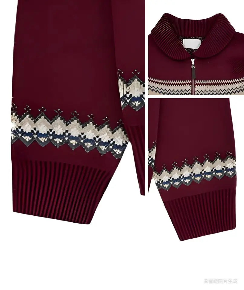 Threebooy American style autumn and winter street fashion half zipper polo sweater for couples loose retro red Harajuku knit top y2k