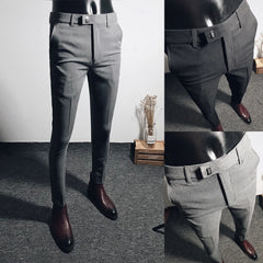 Threebooy New Slim Men's Pants Stretch Trousers Men Sunmmer High Quality Classic Solid Color Business Casual Wear Formal Suit Pants