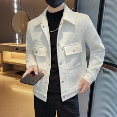 Threebooy Men Spring High Quality Casual Jackets/Male Slim Fit Fashion Solid Color Lapel Coats Men Walf Checks Jacket Loose Outerwear