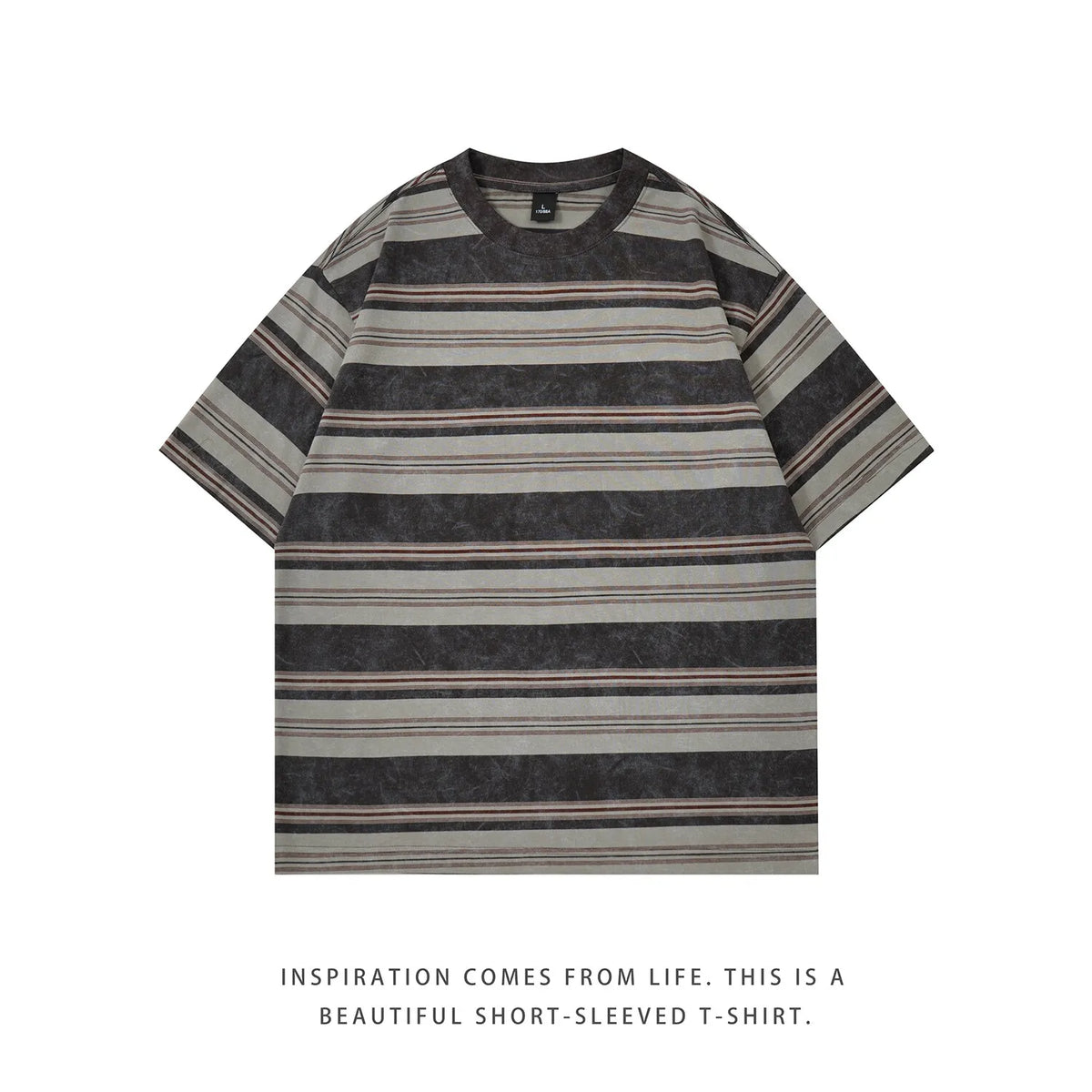 Threebooy  Mens Striped Short Sleeve Tshirt Cotton Loose Fit Breathable Summer Casual Tee Moisture Wicking Soft Comfort Relaxed Fit