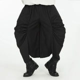 Threebooy Original Design Y2k Loose Culottes Men Trend Dark Wide-leg Pants New Casual Pants Pleated Genderless Culottes