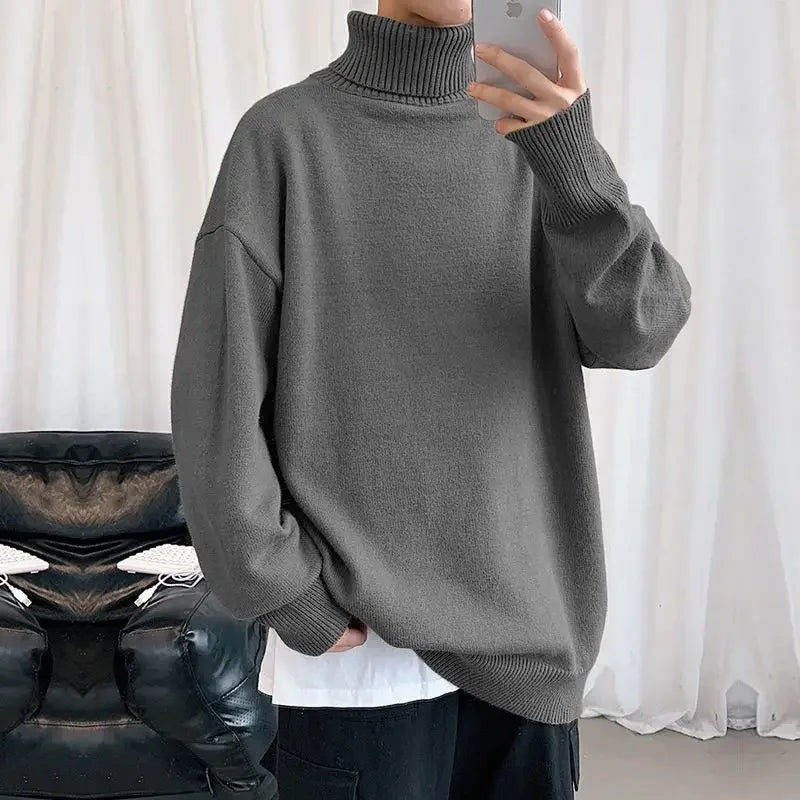 Threebooy  Oversize Pullover Man Loose Fit Autumnr and Winter Knitted Sweaters for Men Jumpers Korean Popular Clothes Top Original Knitwear
