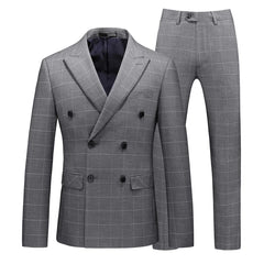 Threebooy  Men's Plaid Three-Piece Suit Set Fashion Handsome Business Groom Dress with Vest And Trousers