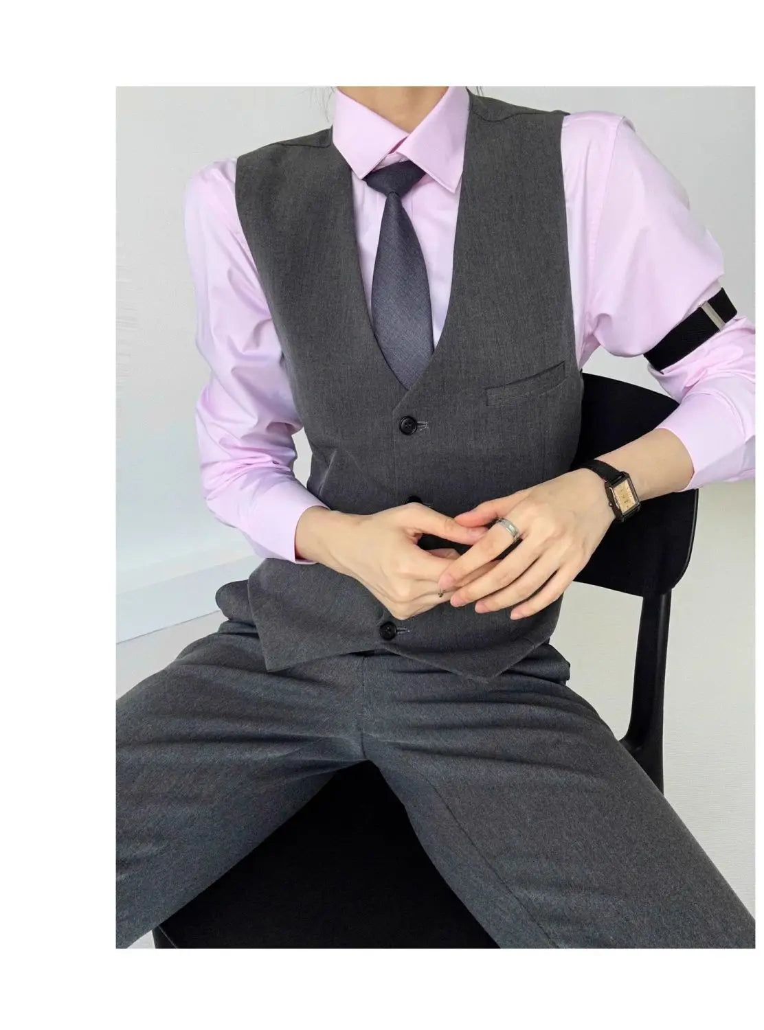 Threebooy High-end Black Gray Suit Vest Fashion Men Women Same Neutral Style Slim Business Casual Blazer Vest Urban Streetwear