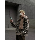 Threebooy Sweaters Men Fleece Leopard Korean Thicken Warm Knitting Winter Loose Casual Long Sleeve Pullovers Streetwear