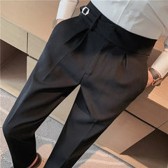 Threebooy Fashion Men's Business Formal Pants Pure Color Office Social Wedding Street Dress Business Casual Pants Slim Trousers 29-36