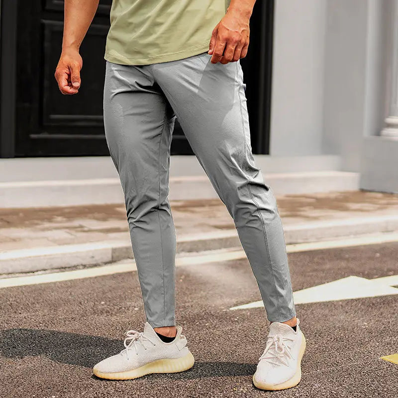 Threebooy  Outdoor Thin Sports Pants Men Running Long Fitness Training Breathable Slim Ice Silk Pants Casual Quick-drying Men's Pants
