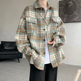 Threebooy Winter Short Woolen Coat Men Retro Thickened Woolen Jacket Men Korean Loose Plaid Woolen Coat Men Oversized Thick Jackets M-2XL