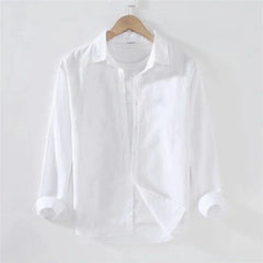 Threebooy  Summer Cotton Linen Shirts Men Harajuku Long Sleeve Shirt for Men Vintage Thin Loose Casual Shirt Coats Japan Style Blouse Male