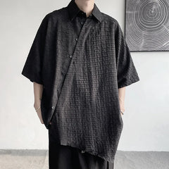 Threebooy Shirts Men Floral Japanese Style Fashion Loose  Pleated Vibe All-match High Street Youthful Cool Designed Vintage surplice
