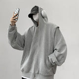 Threebooy Hooded Hoodies Men Solid Classic Outwear Korean Fashion American High Street Sweatshirts Teens Couples All-match Coats Trendy