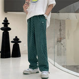 Threebooy 3 Color Plaid Pants Men Fashion Retro Casual Wide Leg Pants Mens Japanese Streetwear Loose Hip Hop Straight Pants Mens Trousers