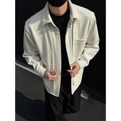 Threebooy Spring New Men's Shirts Long Sleeve Fake two pieces Solid Color Casual Shirt Harajuku Blouse Fashion Unisex Clothes coat
