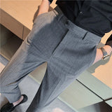 Threebooy Classic Stripe Men Dress Pants Formal Business Office Social Suit Pants High Quality Streetwear Casual Pencil Trousers Costume